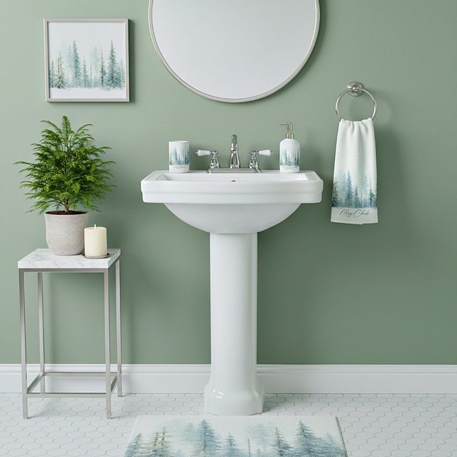 Toalha De Mão Árvores de neve com aquarela, Natal personalizado (Criador carregado)