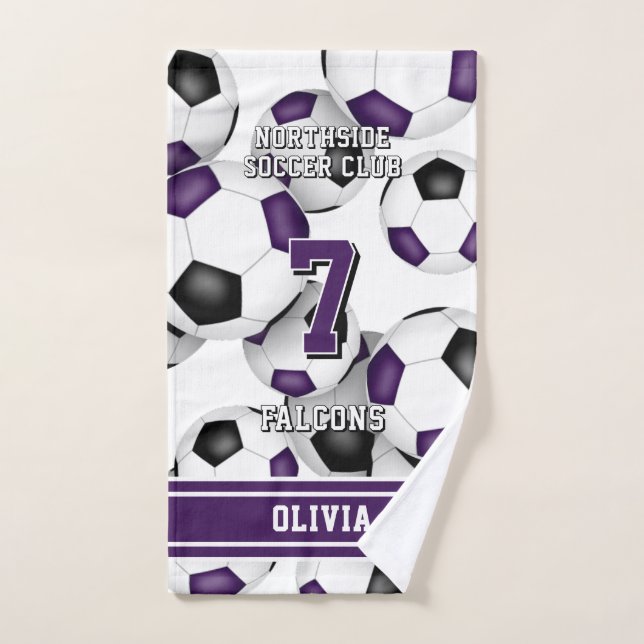 Toalha De Mão Atleta personalizado e nome de equipe roxo (Toalha de mão)
