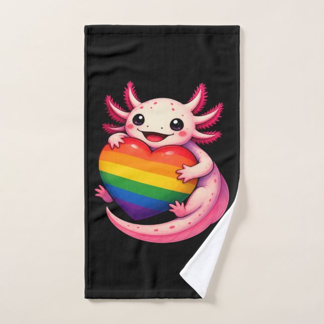 Toalha De Mão Axolotl Coração Arco-íris Orgulho Anfíbio (Toalha de mão)