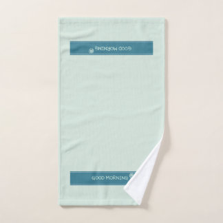 Toalha De Mão Azul Menta Moderno "Bom Dia" Minimalista