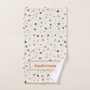 Toalha De Mão Azulejo Terrazzo Confetti Modern Style Personaliza