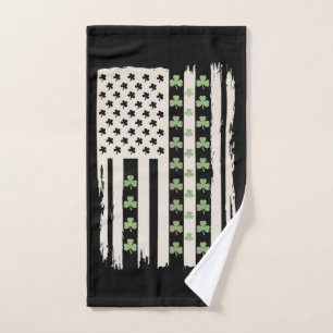 Toalha De Mão Bandeira Americana dos EUA Com Trevos para St Patr
