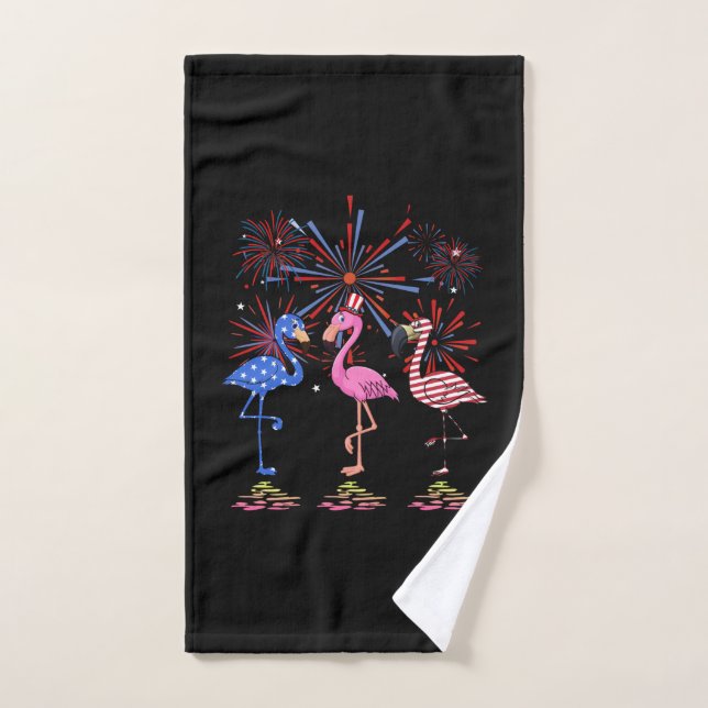 Toalha De Mão Bandeira Americana Flamingo Para 4 De Julho (Toalha de mão)
