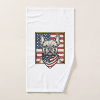 Toalha De Mão Bandeira Vintage Patriótica do Bulldog Francês
