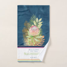 Belas flores tropicais em azul batik personalizado