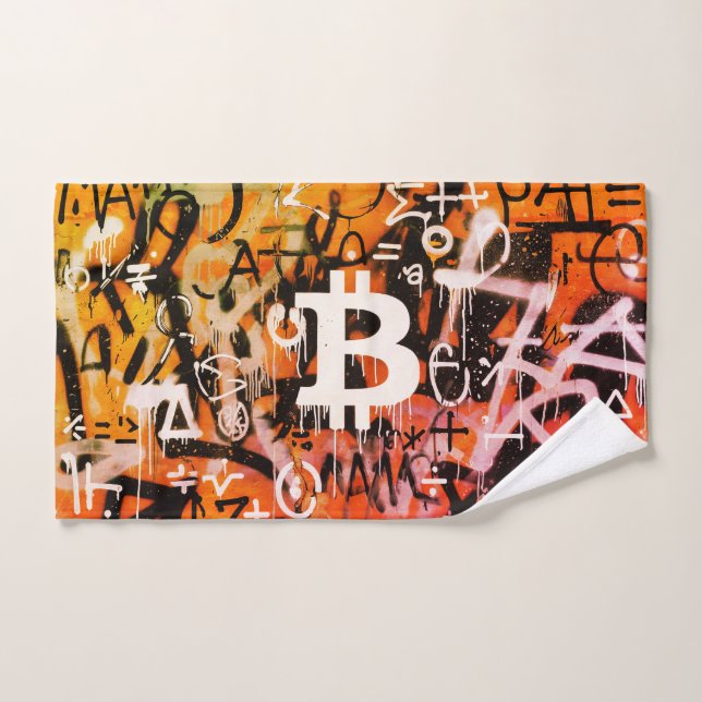 Toalha De Mão "Bitcoin Graffiti" (Estilo #3) Arte de Rua (Toalha de mão)