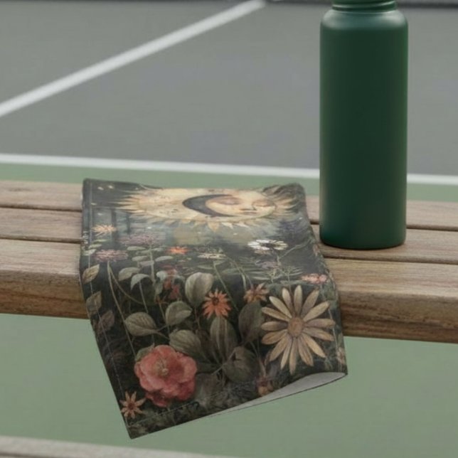 Toalha De Mão Boho Celestial Sun Moon Wildflower Garden Sports  (Criador carregado)