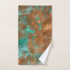 Toalha De Mão Boho Teal Copper Grunge