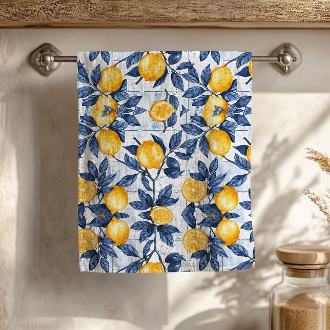 Toalha De Mão Bold Blue Italiano Positano Lemon (Criador carregado)
