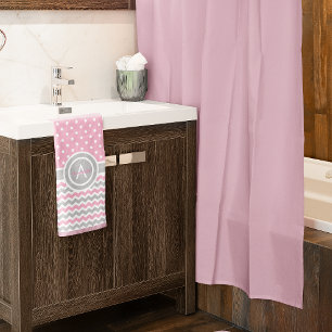 Toalha De Mão Bolinhas cinzentas cor-de-rosa Chevron