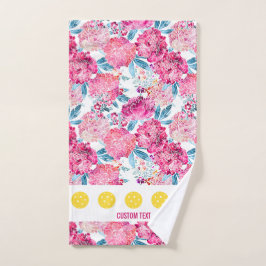 Toalha De Mão Bonito Pickleball de Padrão Floral Rosa