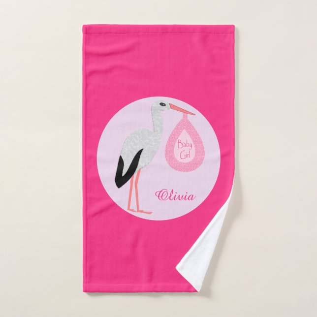 Toalha De Mão Bonito Tempestade Bebê Rosa Personalizada (Toalha de mão)
