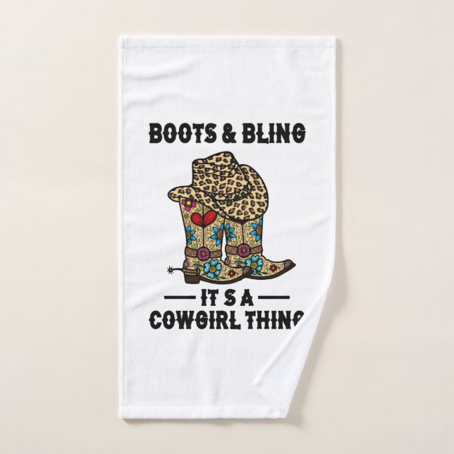 Toalha De Mão Boots & Bling É uma coisa de vaqueira (Toalha de mão)