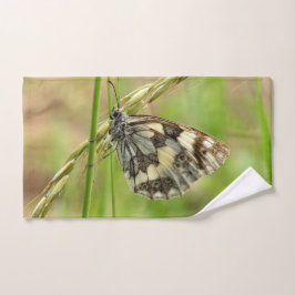 Toalha De Mão Borboleta branca marmoreada na grama
