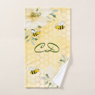 Toalha De Mão Bumbles amarelo doce melada monograma