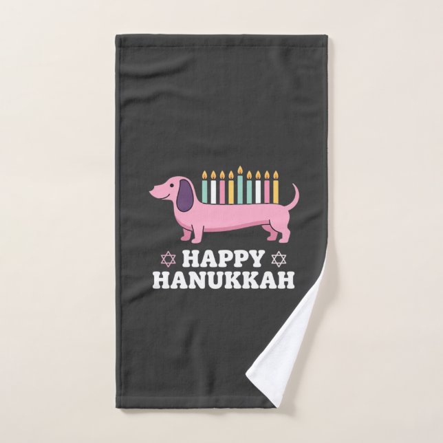 Toalha De Mão Cachorro Dachshund Feliz Hanukkah (Toalha de mão)