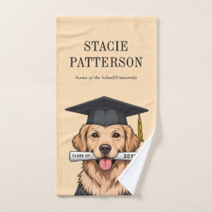 Toalha De Mão Cachorro do Retriever do Ouro de Graduação Persona