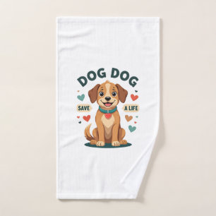 Toalha De Mão Cachorro Resgate Fofo Vintage Salve Uma Vida Carto