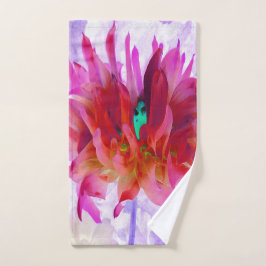 Toalha De Mão Cactus Dahlia Vermelho e Rosa Quente