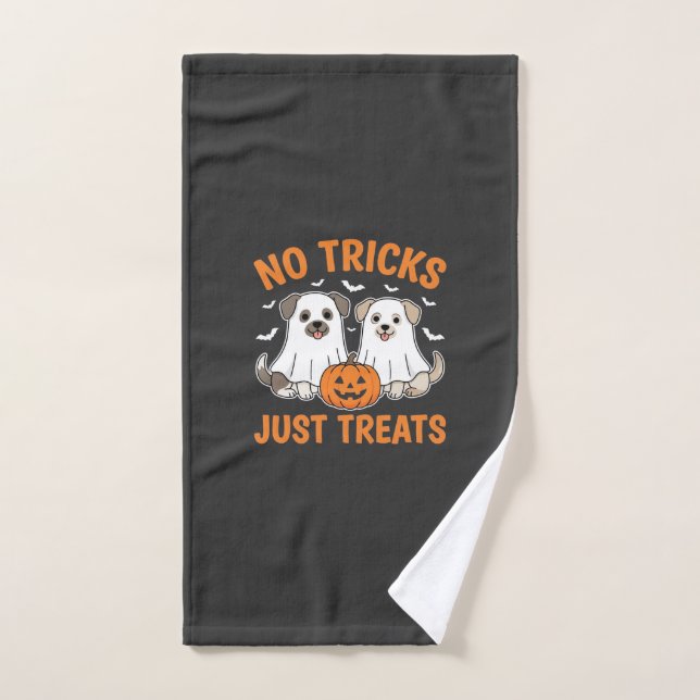 Toalha De Mão Cães Fantasmas de Halloween Sem Truques Apenas Pre (Toalha de mão)