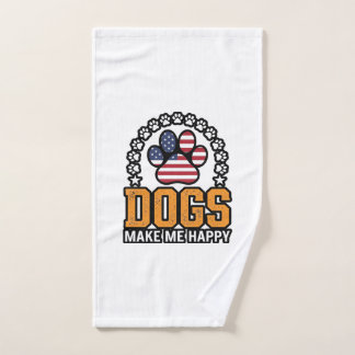 Toalha De Mão Cães Me Fazem Feliz Camisa Vintage Patriótica Pata