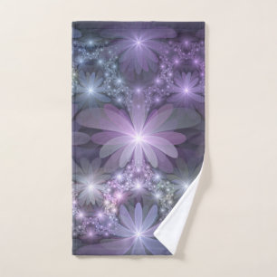 Toalha De Mão Cama de Flores Arte Fractal Abstrato Moderno e Bri