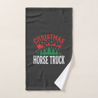 Toalha De Mão Caminhão de Cavalos Natalinos do Papai Noel