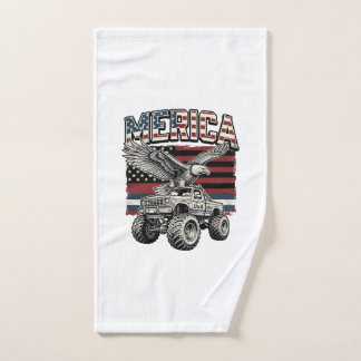 Toalha De Mão Caminhão Monstro Águia Americano Vintage Patriótic