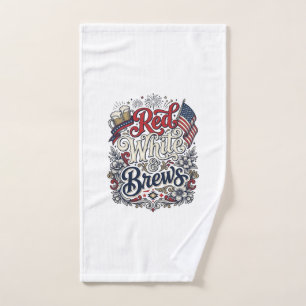 Toalha De Mão Camisa de Cerveja Patriótica Vermelho Branco & Cer