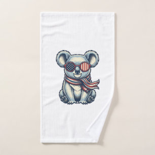 Toalha De Mão Camisa de desenho de gravura vintage de coala patr