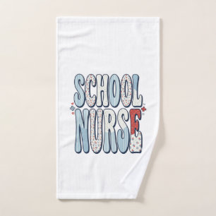Toalha De Mão Camisa de Enfermeira Escolar com Tipografia Floral