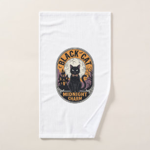 Toalha De Mão Camisa de Halloween de Gato Preto Charme da Meia-N