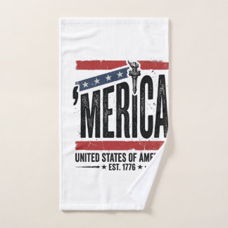 Toalha De Mão Camisa Patriótica Vintage Merica Design Desgastado