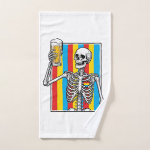 Toalha De Mão Camiseta de Gravura Vintage de Cerveja Esqueleto A