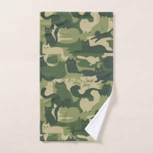 Toalha De Mão Camuflagem Verde Gatos Padrões Gatinhos Legal Camo