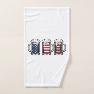 Toalha De Mão Canecas de Cerveja Patrióticas Design de Camiseta 
