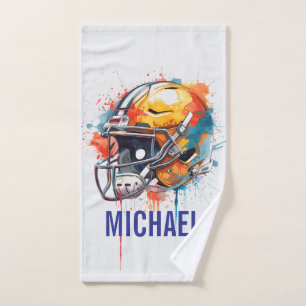 Toalha De Mão Capacete de Futebol Motivacional Inspirador Nome