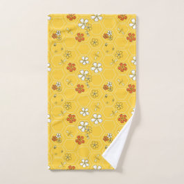 Toalha de Mão Caprichosa Sunny Honeycomb e Flores 