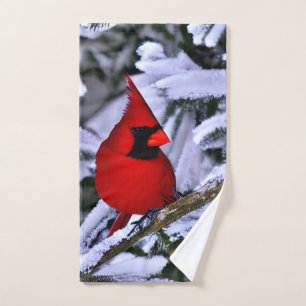Toalha De Mão Cardeal Vermelho Inverno