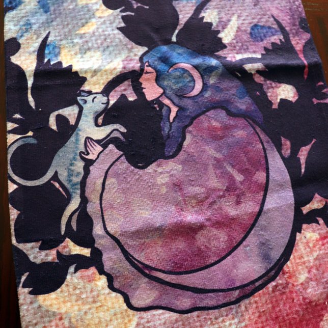 Toalha De Mão Cat Witch Moon Goddese Wiccan Cat Person (Criador carregado)