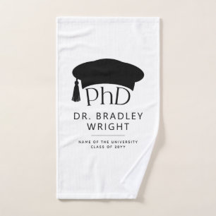 Toalha De Mão Chapéu de Doutorado Personalizado PhD Formatura
