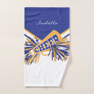 Toalha De Mão Cheerleader em azul, Dourado e branco