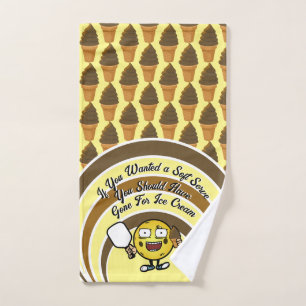 Toalha De Mão Chocolate Soft Serve Picleball Divertido Castanho