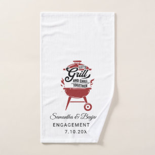 Toalha De Mão Churrasco de Engajamento de Casais