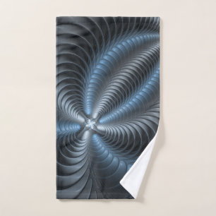 Toalha De Mão Cinza Azul Plástico Arte Fractal 3D Abstrato
