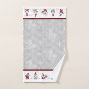 Toalha De Mão Cinza Vermelha de Hygge Escandinavo dos Gnomos de 