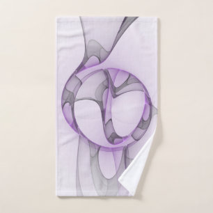 Toalha De Mão Cinzas de Lavanda de Arte Fractal Abstrato moderna