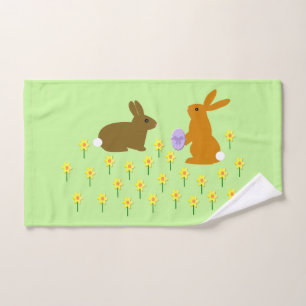 Toalha De Mão Coelhinhos de Páscoa e Daffodils