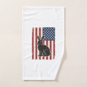Toalha De Mão Coelho Patriótico Bandeira Americana Gravura Vinta
