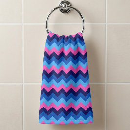 Toalha de mão com padrão de Chevron rosa azul frio